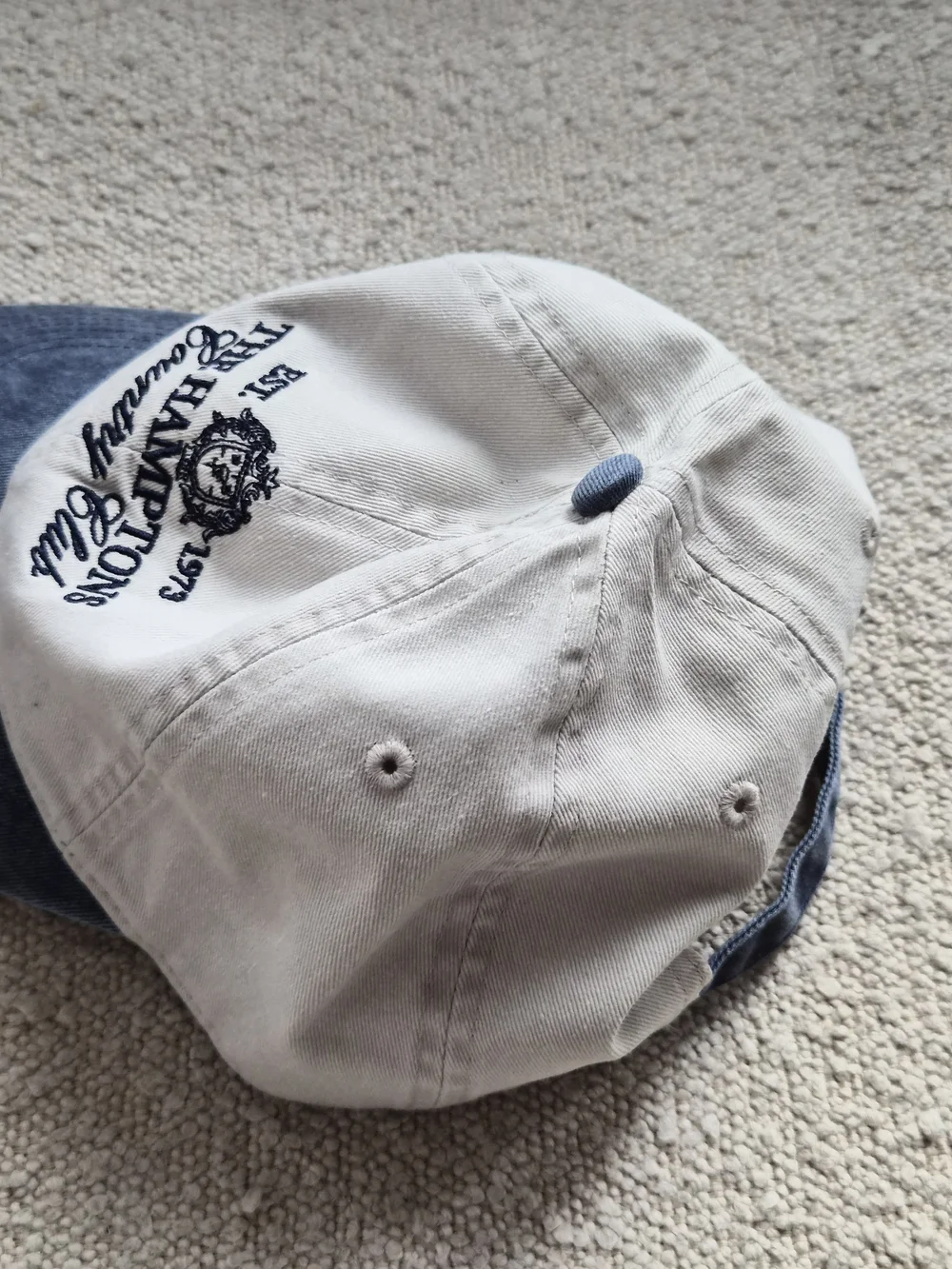 H&M The Hamptons Country Club Embroidered Baseball Cap | Cream & Blue M/L